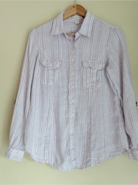 Coldwater Creek Lavender Striped Button-Down Shirt